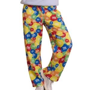 M&M's Pajama Pants Women 2XL Multicolor Excellent Fleece Candy‎ Print Lounge